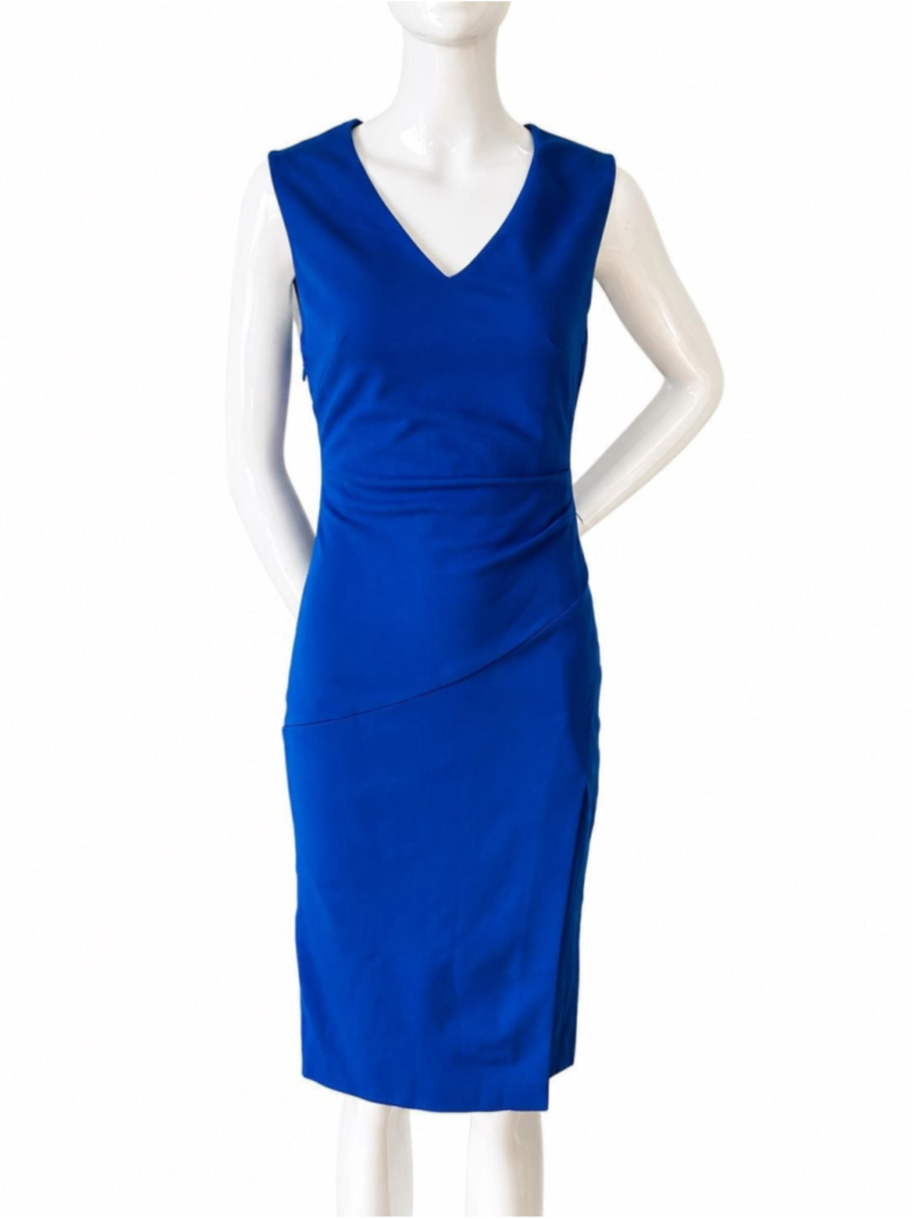 DVF Blue Sheath Dress V-Neck Bodycon Size 4